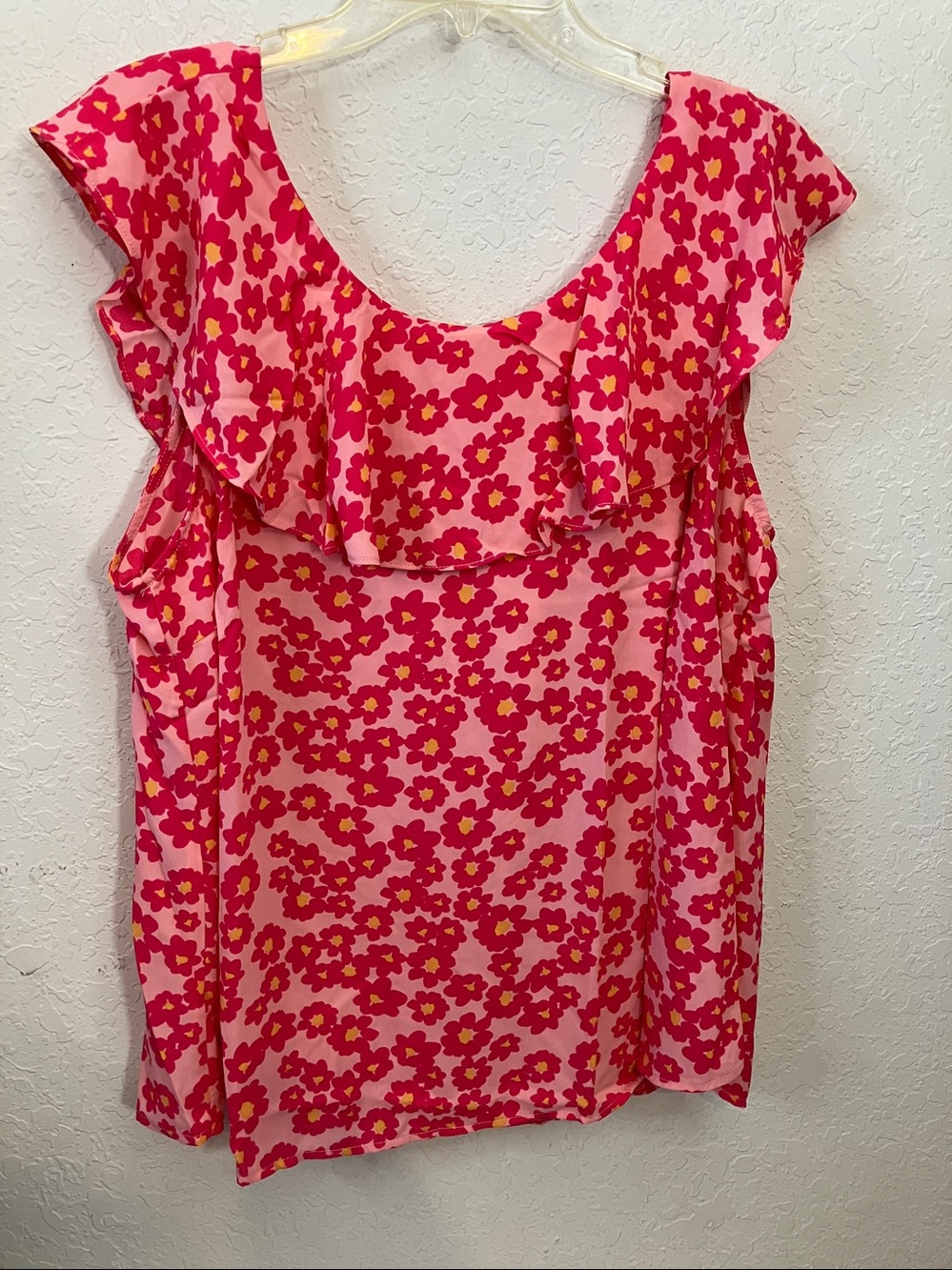 Emily Wonder Pink and Red Floral Ruffle Blouse